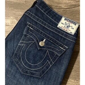 True Religion Women's Vintage Hi-Rise(MID) Boot Flap Pocket Jeans SZ 32 (35x32)